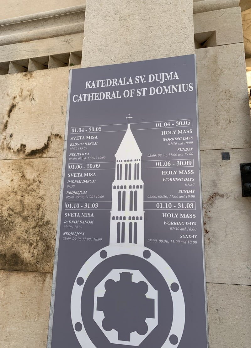Cathedral of St Dommius schedule, Split, Croatia